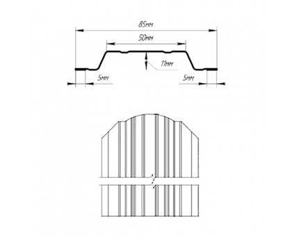 Металлический штакетник П-образный прямой, двусторонний 0,4 мм