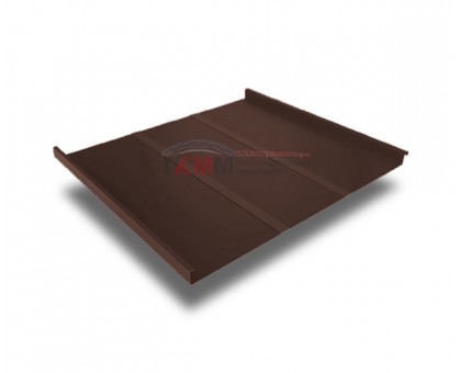 Фальц двойной стоячий Line 0,5 Quarzit Pro Matt с пленкой на замках RAL 8017 шоколад