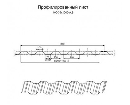 Арочный профнастил для укрытии конвейеров НС35ПГ-1060, 0,8, оцинкованный