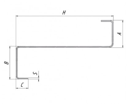 Z-профиль 200x55x3000-4,0 мм, оцинкованный