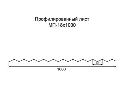 Профнастил МП18-1м с нестандартной шириной, толщина 0,5 оцинкованный