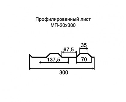 Профнастил МП20-0,3м с нестандартной шириной, толщина 0,5 оцинкованный
