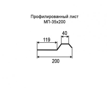 Профнастил МП35-0,2м с нестандартной шириной, толщина 0,65 оцинкованный