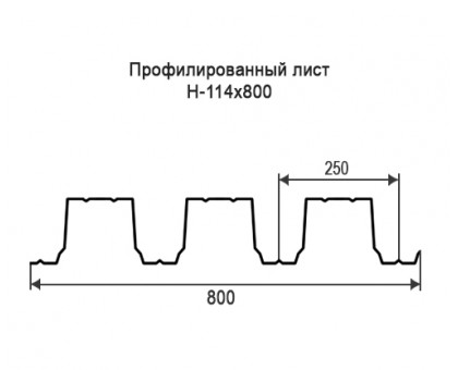 Профнастил Н114-0,8м с нестандартной шириной, толщина 0,55 оцинкованный