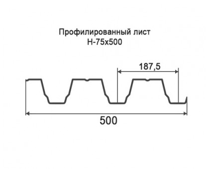 Профнастил Н75-0,5м с нестандартной шириной, толщина 0,65 оцинкованный