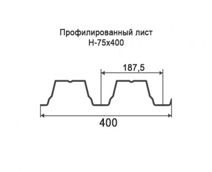 Профнастил Н75-0,4м с нестандартной шириной, толщина 0,5 оцинкованный