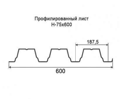 Профнастил Н75-0,6м с нестандартной шириной, толщина 0,4 оцинкованный
