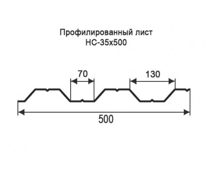 Профнастил НС35-0,5м с нестандартной шириной, толщина 0,7 оцинкованный