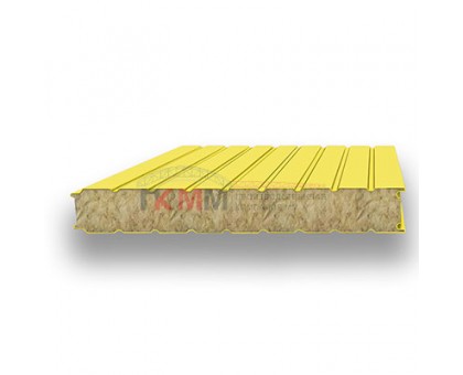 Стеновые сэндвич-панели минеральная вата-0.5/0.5, ширина 1000 мм, толщина 100 мм, RAL1018