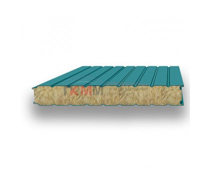 Стеновые сэндвич-панели минеральная вата-0.5/0.5, ширина 1200 мм, толщина 120 мм, RAL5021