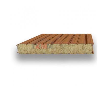 Стеновые сэндвич-панели минеральная вата-0.5/0.5, ширина 1200 мм, толщина 80 мм, орех
