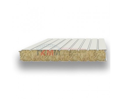 Стеновые сэндвич-панели минеральная вата-0.5/0.5, ширина 1200 мм, толщина 120 мм, RAL9002