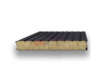 Стеновые сэндвич-панели минеральная вата-0.5/0.5, ширина 1000 мм, толщина 80 мм, RAL9005