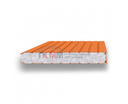 Стеновые сэндвич-панели пенополистирол-0.5/0.5, ширина 1000 мм, толщина 80 мм, RAL2004