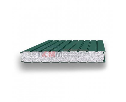 Стеновые сэндвич-панели пенополистирол-0.5/0.5, ширина 1200 мм, толщина 80 мм, RAL6005