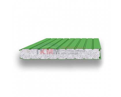 Стеновые сэндвич-панели пенополистирол-0.5/0.5, ширина 1200 мм, толщина 175 мм, RAL6018