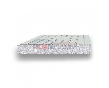 Стеновые сэндвич-панели пенополистирол-0.5/0.5, ширина 1000 мм, толщина 100 мм, RAL7035
