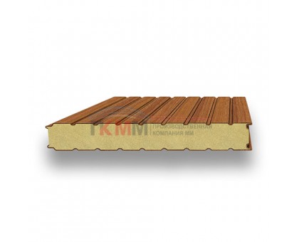 Стеновые сэндвич-панели пенополиуретан-0.5/0.5, ширина 1200 мм, толщина 60 мм, орех