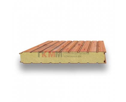 Стеновые сэндвич-панели пенополиуретан-0.5/0.5, ширина 1200 мм, толщина 80 мм, золотой орех