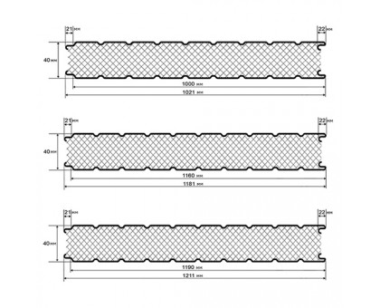 Нержавеющие стеновые сэндвич-панели из пенополистирола -0.5/0.5, ширина 1200 мм, толщина 40 мм, AISI 321