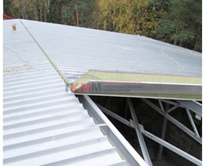 Кровельные алюминиевые сэндвич-панели из минеральной ваты, ширина 1000 мм, толщина 40 мм,