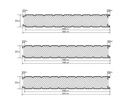 Стеновые алюминиевые сэндвич-панели из минеральной ваты, ширина 1000 мм, толщина 40 мм