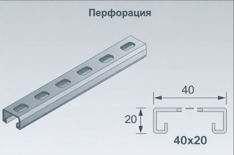 Сечение C-профиля: стенка, полки, кромка (схема)
