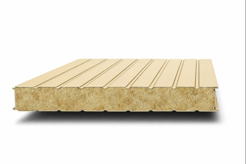 Стеновые сэндвич панели из минеральной ваты 0.5/0.5, ширина 1000 мм, толщина 10 мм, RAL 1014