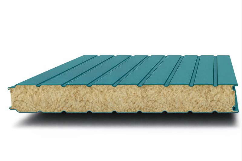 Стеновые сэндвич панели минеральная вата 0.5/0.5, ширина 1200 мм, толщина 100 мм, RAL 5021