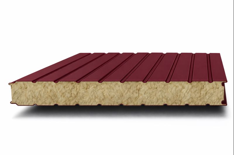 Стеновые сэндвич панели минеральная вата 0.5/0.5, ширина 1200 мм, толщина 250 мм, бордовый