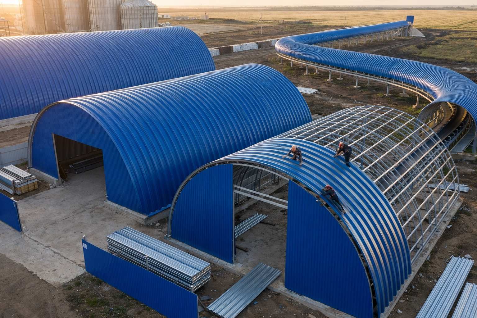 Арочный профнастил С10ПГ на коммерческом объекте