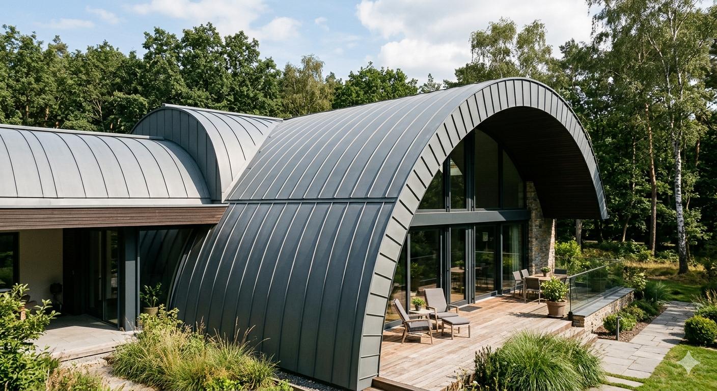 Арочный гладкий фальц на коммерческом объекте