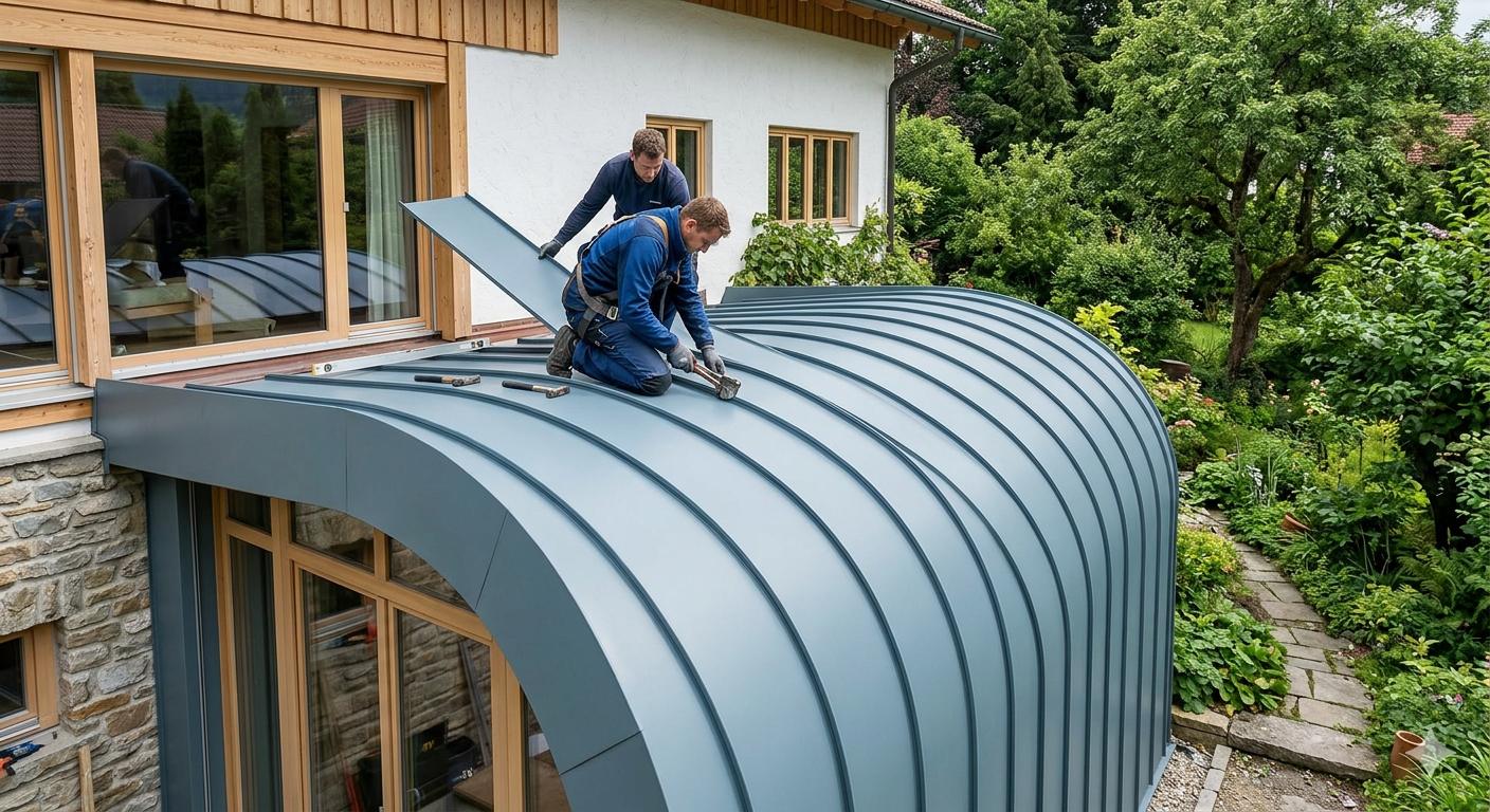 Арочный гладкий фальц на кровле частного дома