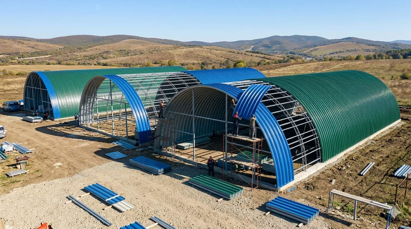 Арочный профнастил С10ПГ на навесе